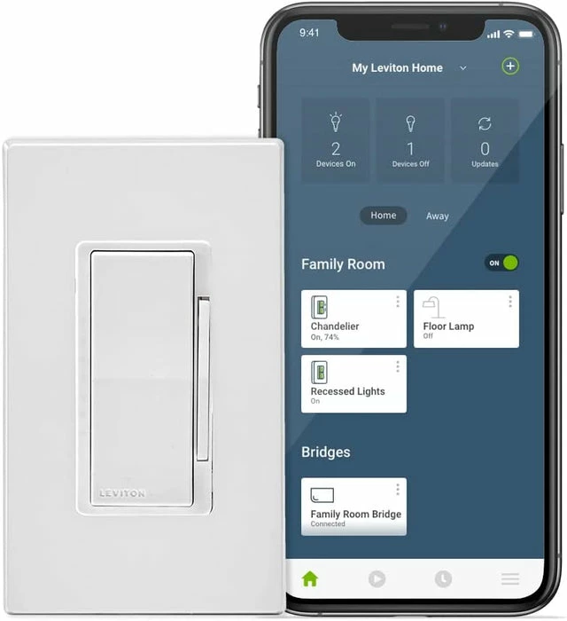 Leviton Decora Smart No-Neutral Wi-Fi Dimmer In White, Model DN6HD-W* 2 Leviton Decora Smart No-Neutral Wi-Fi Dimmer In White, Model DN6HD-W* - Image 2