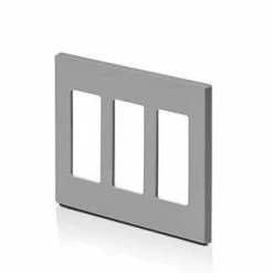 Leviton 3-Gang Decora Screwless Wallplate (Grey) Model 80311 -Outlets Sales Store 80311 SGY Angle 325 325x325