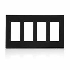 Leviton 4-Gang Decora Screwless Wallplate (Black) Model 80312