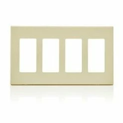 Leviton 4-Gang Decora Screwless Wallplate (Ivory) Model 80312*