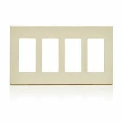 Leviton 4-Gang Decora Screwless Wallplate (Light Almond) Model 80312*