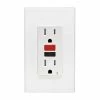 Leviton GFCI Receptacle, Slim Design, Tamper Resistant, With Red And Black Buttons, Model GFTR1760*