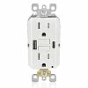 Leviton 15A GFCI Combination Receptacle With Type A/C USB Charger In White, Model GUAC1-W*