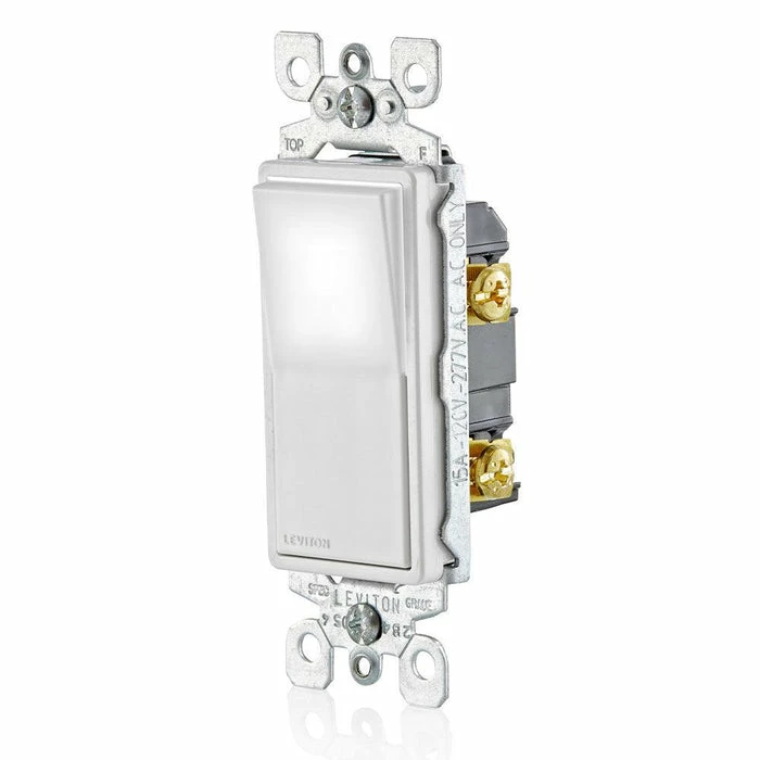 Leviton 15Amp Decora LED Illuminated Rocker Single-Pole Switch, Model L5611-2W 2 Leviton 15Amp Decora LED Illuminated Rocker Single-Pole Switch, Model L5611-2W - Image 2