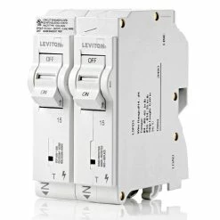 Leviton Surge Protective Device And (2) 1-Pole 15A Thermal Magnetic Circuit Breaker, LSPD1-T