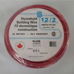 PTI Cables Household Building Wire NMD90, 12/2 30m Red