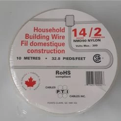 PTI Cables Household Building Wire, NMD90, 14/2 10m