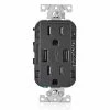 Leviton Type-A Dual USB Charger With 15A Tamper-Resistant Receptacle (Black) Model T5632