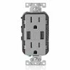 Leviton Type-A Dual USB Charger With 15A Tamper-Resistant Receptacle (Grey) Model T5632