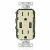 Leviton Type-A Dual USB Charger With 15A Tamper-Resistant Receptacle (Ivory) Model T5632*