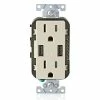 Leviton Type-A Dual USB Charger With 15A Tamper-Resistant Receptacle (Light Almond) Model T5632*