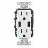 Leviton Type-A Dual USB Charger With 15A Tamper-Resistant Receptacle (White) Model T5632