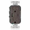 Leviton Type-A & Type-C USB Charger With 15A Tamper-Resistant Receptacle (Brown) Model T5633