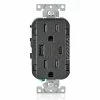 Leviton Type-A & Type-C USB Charger With 15A Tamper-Resistant Receptacle (Black) Model T5633