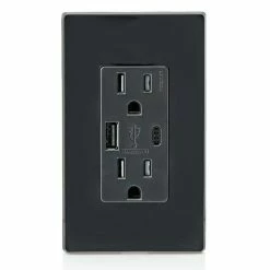 Leviton Type-A & Type-C USB Charger With 15A Tamper-Resistant Receptacle (Black) Model T5633 5 Leviton Type-A & Type-C USB Charger With 15A Tamper-Resistant Receptacle (Black) Model T5633 -Outlets Sales Store T5633 E c 700x700