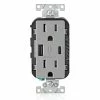 Leviton Type-A & Type-C USB Charger With 15A Tamper-Resistant Receptacle (Grey) Model T5633