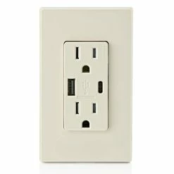 Leviton Type-A & Type-C USB Charger With 15A Tamper-Resistant Receptacle (Light Almond) Model T5633* 5 Leviton Type-A & Type-C USB Charger With 15A Tamper-Resistant Receptacle (Light Almond) Model T5633* -Outlets Sales Store T5633 T c 700x700