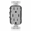 Leviton Type-C Dual USB Charger With 15A Tamper-Resistant Receptacle (Grey) Model T5635