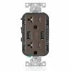Leviton Type-A Dual USB Charger With 20A Tamper-Resistant Receptacle (Brown) Model T5832