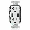 Leviton Type-A Dual USB Charger With 20A Tamper-Resistant Receptacle (White) Model T5832