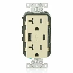 Leviton Type-A & Type-C USB Charger With 20A Tamper-Resistant Receptacle (Ivory) Model T5833*