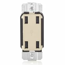 Leviton 4-Port Type-A USB Wall Outlet Charger (Almond), Model USB4P-T*