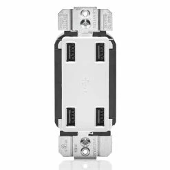 Leviton 4-Port Type-A USB Wall Outlet Charger (White), Model USB4P-W