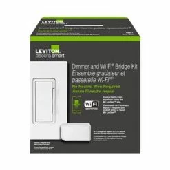 Leviton Decora Smart No-Neutral Kit Dimmer & Wi-Fi Bridge Retrofit For Homes Without Neutral Wire, In White, Model DNKIT-W