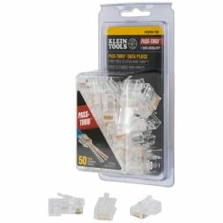 Klein Tools Pass-Thru Modular Data Plug, CAT6AUTP, 50-Pack, Model VDV826-704